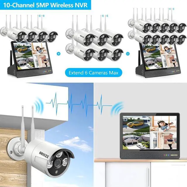 Alt view image 4 of 7 - Gadpiparty OOSSXX (5MP 10CH All in One NVR) 10.1'' LCD Monitor for Home Security Cameras Wireless Outdoor Security Camera System,WiFi NVR Network Surveillance Video Recorder Indoor House Alarm