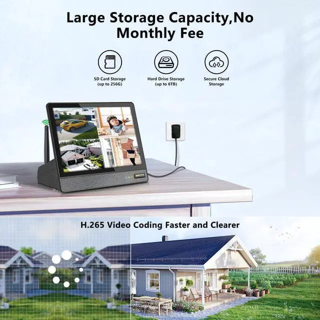 Alt view image 5 of 7 - Gadpiparty OOSSXX (5MP 10CH All in One NVR) 10.1'' LCD Monitor for Home Security Cameras Wireless Outdoor Security Camera System,WiFi NVR Network Surveillance Video Recorder Indoor House Alarm