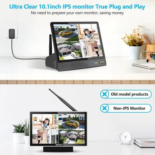 Alt view image 6 of 7 - Gadpiparty OOSSXX (5MP 10CH All in One NVR) 10.1'' LCD Monitor for Home Security Cameras Wireless Outdoor Security Camera System,WiFi NVR Network Surveillance Video Recorder Indoor House Alarm