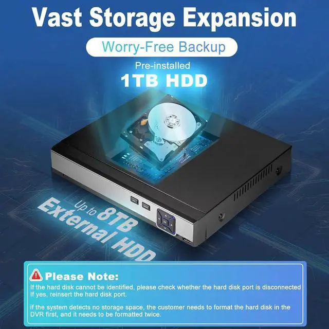 Alt view image 3 of 7 - Gadpiparty TOWODE 4CH POE Network Video Recorder for Home Security Camera System Work with 4K/2K/3MP/4MP/5MP/6MP/8MP/1080P HD IP Cameras PoE NVR, 24/7 Recording Pre-Installed 1TB Hard Drive