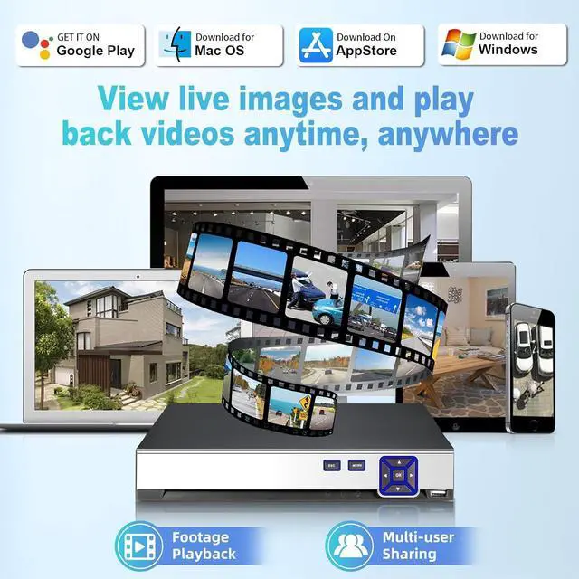 Alt view image 6 of 7 - Gadpiparty TOWODE 4CH POE Network Video Recorder for Home Security Camera System Work with 4K/2K/3MP/4MP/5MP/6MP/8MP/1080P HD IP Cameras PoE NVR, 24/7 Recording Pre-Installed 1TB Hard Drive