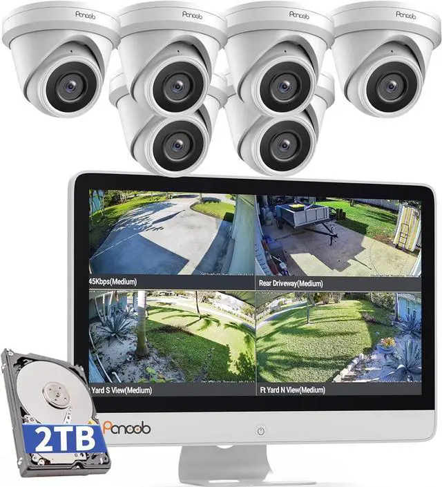 Main image of Gadpiparty Security Camera System with Monitor, 8CH 8MP NVR with 2TB HDD, 6Pcs IR Dome Wired 5MP PoE IP Camera IP67 Outdoor, Night Vision, Smart AI Human Detection, PD93AM06-5M