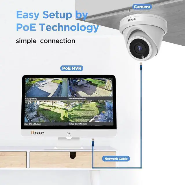 Alt view image 3 of 7 - Gadpiparty Security Camera System with Monitor, 8CH 8MP NVR with 2TB HDD, 6Pcs IR Dome Wired 5MP PoE IP Camera IP67 Outdoor, Night Vision, Smart AI Human Detection, PD93AM06-5M