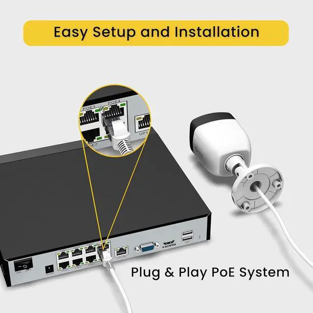 Alt view image 4 of 7 - Gadpiparty 8CH 5MP Security Camera System with Color Night Vision/Motion Detection, 4Pcs Wired PoE Cameras for Home Security Outdoors, 4K 8CH NVR with 2TB HDD for 24-7 Recording, Remote Access