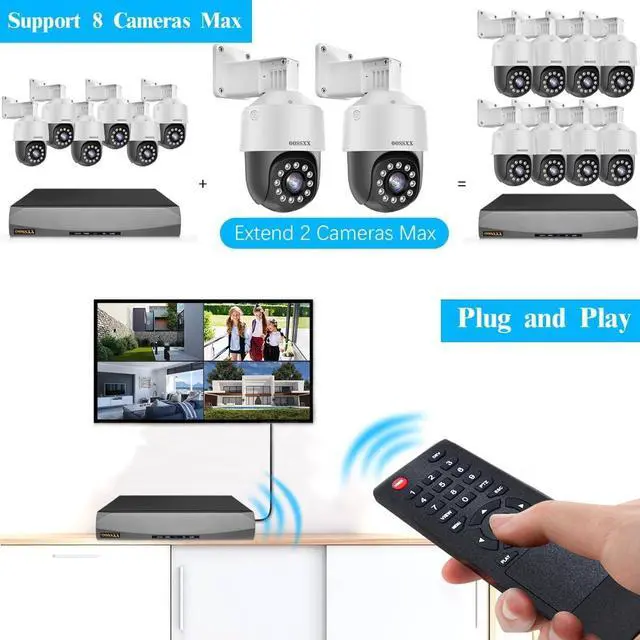 Alt view image 3 of 7 - Gadpiparty (4K/8.0 Megapixel & PTZ) 2-Way Audio PoE Outdoor Home Security Camera System Wired Outdoor Video Surveillance IP Cameras Systems