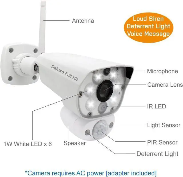 Alt view image 3 of 5 - Gadpiparty Deluxe VC5000L Additional 1080p Floodlight Camera Deluxe Systems VS5072, VS5002, VS5802, VS5102.
