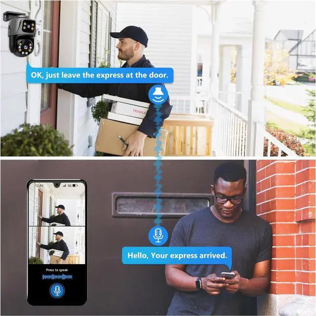 Alt view image 5 of 7 - Gadpiparty MOVOLS Dual-Lens PoE Security Camera 6MP Pan/Tilt PoE 360 Camera Outdoor, Person/Vehicle Detect, Spotlight Siren, Color Night Vision, Work Alone or Connect with Appointed NVR System