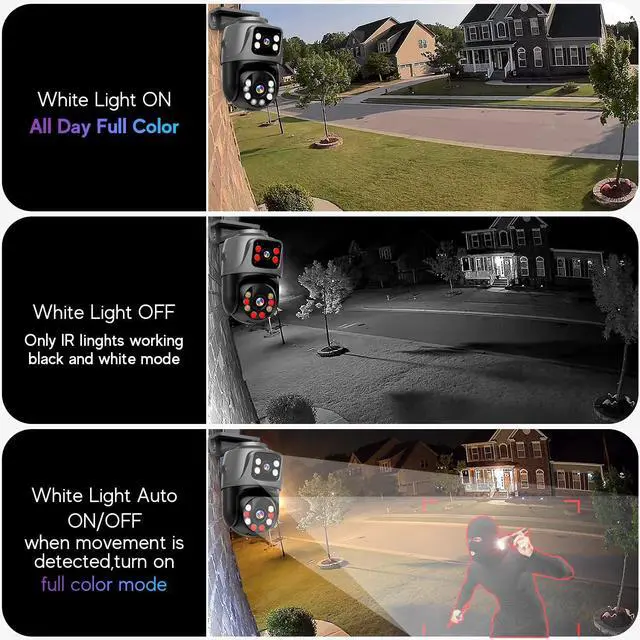 Alt view image 7 of 7 - Gadpiparty MOVOLS Dual-Lens PoE Security Camera 6MP Pan/Tilt PoE 360 Camera Outdoor, Person/Vehicle Detect, Spotlight Siren, Color Night Vision, Work Alone or Connect with Appointed NVR System