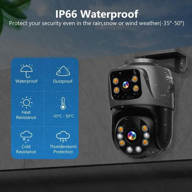 Alt view image 4 of 7 - Gadpiparty MOVOLS Dual-Lens PoE Security Camera 6MP Pan/Tilt PoE 360 Camera Outdoor, Person/Vehicle Detect, Spotlight Siren, Color Night Vision, Work Alone or Connect with Appointed NVR System