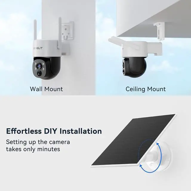 Alt view image 7 of 7 - Gadpiparty Solar Security Camera System Wireless Outdoor, 2pcs 2K Solar Powered Home Security Cameras, Full Color Night Vision, 360° Pan Tilt, Human Detection, 2.4G/5G WiFi 10CH NVR with 500G HDD