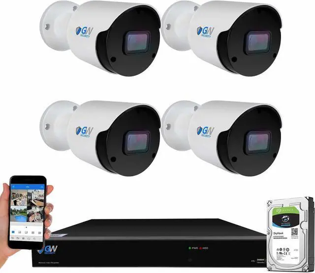Main image of Gadpiparty GW Security 4K Smart AI Security Camera System, 8 Channel 12MP PoE NVR, 4 x UHD 4K 8MP IP Outdoor Indoor Microphone Bullet Cameras, Face Recognition/Human/Vehicle Detection, 2TB Hard Drive