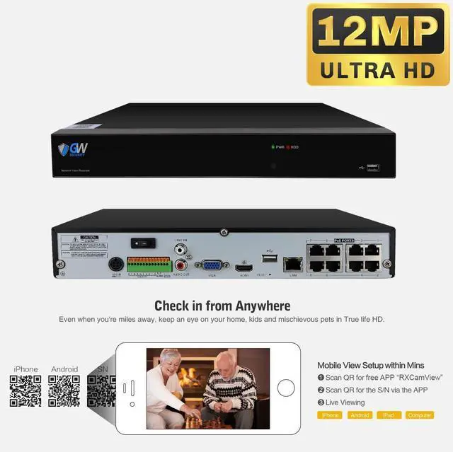 Alt view image 3 of 7 - Gadpiparty GW Security 4K Smart AI Security Camera System, 8 Channel 12MP PoE NVR, 4 x UHD 4K 8MP IP Outdoor Indoor Microphone Bullet Cameras, Face Recognition/Human/Vehicle Detection, 2TB Hard Drive