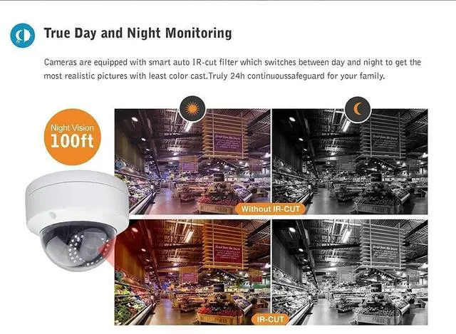 Alt view image 7 of 7 - Gadpiparty NDAA Compliant 8CH PoE Security Camera System, 8 Channel 4K H.265 NVR with 8pcs 6MP Wired IP PoE Dome Cameras IP Cameras for Indoor and Outdoor, 4TB Hard Drive Storage