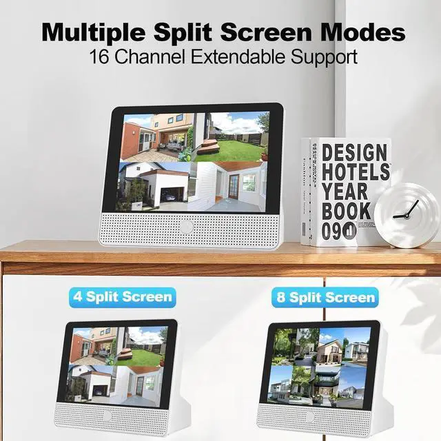 Alt view image 6 of 6 - Gadpiparty 16CH Expandable PoE Security Camera System with All-in-One 10.1" LCD 4K NVR Monitor, 4Pcs 5MP PoE Cameras, Smart Dual Light, Two Way Talk, Plug & Play, 1TB HDD, Human Vehicle Detection