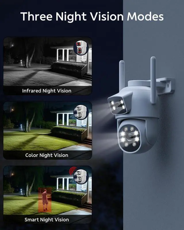 Alt view image 4 of 5 - Gadpiparty PTZ Security Camera Outdoor, 2K Dual Lens WiFi Camera for Home Security, Cannot Work Alone, Only Compatible Security Camera System, Plug-in Power, Auto Tracking, Color Night Vision