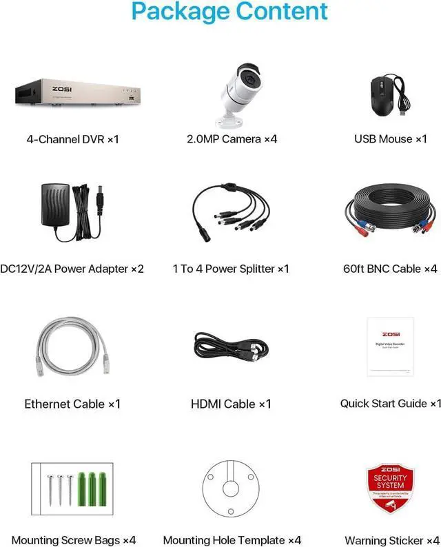 Alt view image 2 of 7 - Gadpiparty ZOSI 5MP Lite Home Security Camera System,H.265+ 8Channel CCTV DVR and 4PCS 1920TVL 1080p Weatherproof Outdoor Indoor Surveillance Cameras,120ft Night Vision,Remote Access,No Hard Drive