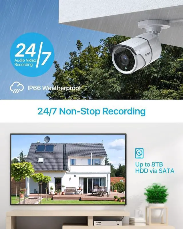 Alt view image 3 of 7 - Gadpiparty ZOSI 5MP Lite Home Security Camera System,H.265+ 8Channel CCTV DVR and 4PCS 1920TVL 1080p Weatherproof Outdoor Indoor Surveillance Cameras,120ft Night Vision,Remote Access,No Hard Drive