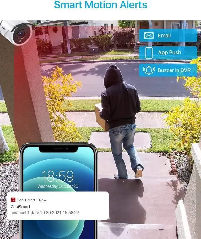 Alt view image 4 of 7 - Gadpiparty ZOSI 5MP Lite Home Security Camera System,H.265+ 8Channel CCTV DVR and 4PCS 1920TVL 1080p Weatherproof Outdoor Indoor Surveillance Cameras,120ft Night Vision,Remote Access,No Hard Drive