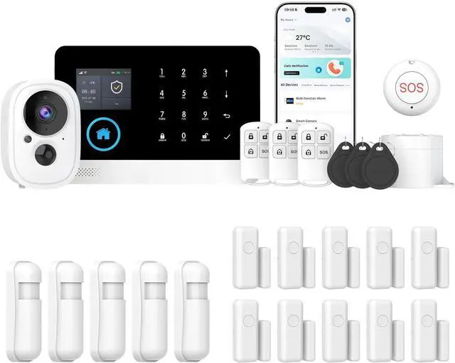 Main image of Gadpiparty WiFi+4G Security Alarm System, DIY Alarm Kit with Outdoor Security Camera Wireless 3MP Battery Camera for Home Surveillance