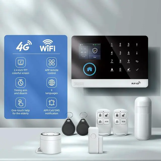 Alt view image 2 of 7 - Gadpiparty WiFi+4G Security Alarm System, DIY Alarm Kit with Outdoor Security Camera Wireless 3MP Battery Camera for Home Surveillance