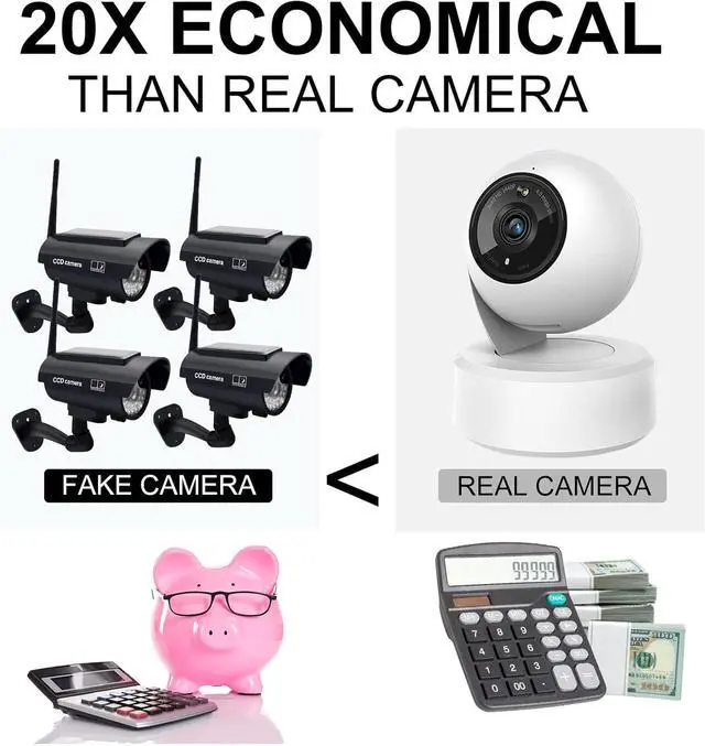 Alt view image 7 of 7 - Gadpiparty Fake Security Camera, Solar Powered Dummy Security Camera Simulated Surveillance System with Light Sensor and LED Light for Home and Businesses Security Indoor/Outdoor(4Pack, Black)