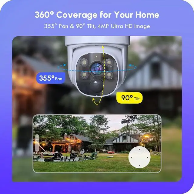 Alt view image 3 of 7 - Gadpiparty Home Solar Securiy Camera System, 6pcs PTZ Wireless Battery Powered Surveillance Cameras, 10CH Monitor NVR with 500G HDD, Human Detection Outdoor Solar Wireless CCTV Kits