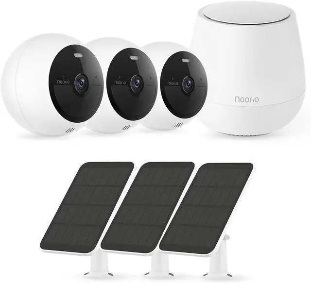 Main image of Gadpiparty Noorio Home Security System with Smart Hub x1, B200 Security Camera x3, Solar Panel x3