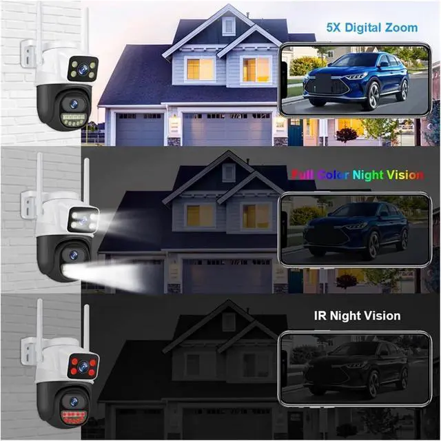 Alt view image 3 of 6 - Gadpiparty 6MP HD Wireless Dual Lens PTZ WiFi IP Home Security Camera System 8CH NVR H.265 Video Surveillance Set CCTV Kit(2T,8CH NVR and 4 Cam)