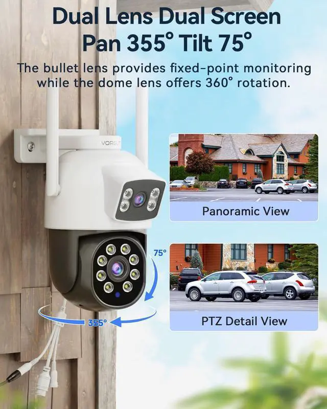Alt view image 4 of 7 - Gadpiparty Wireless Security Camera System, 3pcs 2K Dual Lens Linkage PTZ Cameras for Home Security System Outdoor, 2.4G/5G WiFi, Auto Tracking, Human Detection Alarm, Color Night Vision, 16CH NVR (5