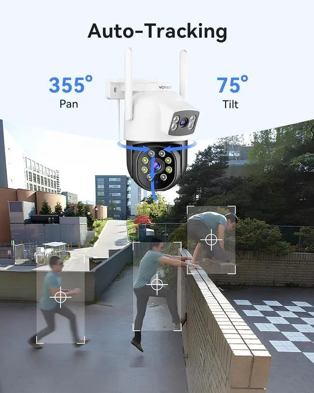 Alt view image 6 of 7 - Gadpiparty Wireless Security Camera System, 3pcs 2K Dual Lens Linkage PTZ Cameras for Home Security System Outdoor, 2.4G/5G WiFi, Auto Tracking, Human Detection Alarm, Color Night Vision, 16CH NVR (5