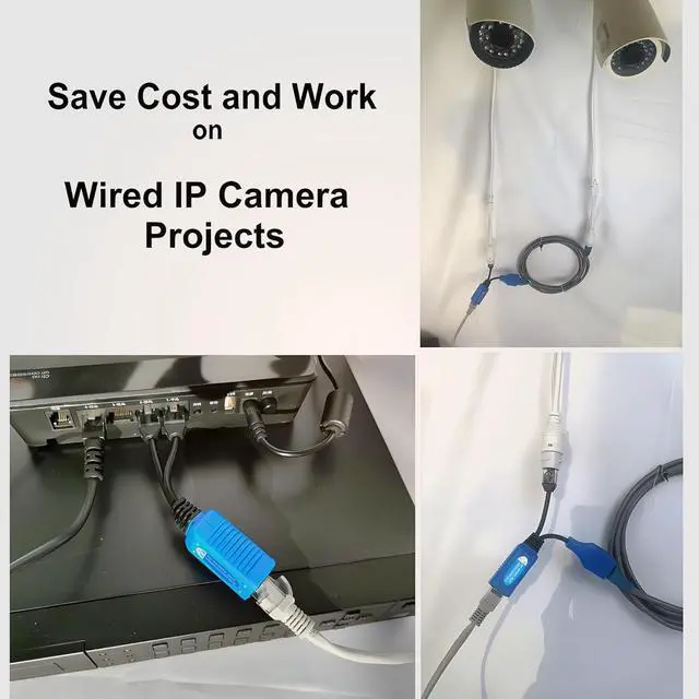 Alt view image 3 of 6 - Gadpiparty 8 Pair PoE Ethernet Splitter, Cat5 Combiner, RJ45 Sharing Kits for IP Security Camera Surveillance System-16Pack