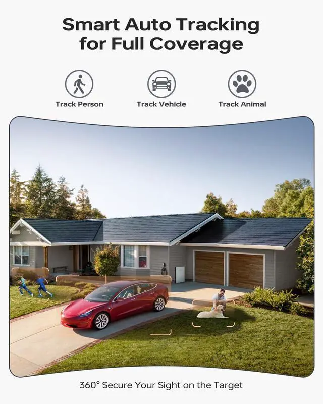 Alt view image 3 of 7 - Gadpiparty Wireless Outdoor Security Camera System, Wkkengd Dual Lens Dual Screen Auto Tracking 8 Home Surveillance Camera Set 12.5" Monitor 1TB 10CH NVR Color Night Vision 2 Way Audio Wi-Fi 6 Alexa
