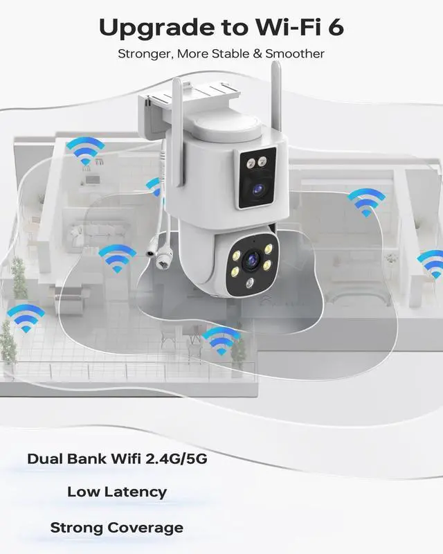 Alt view image 5 of 7 - Gadpiparty Wireless Outdoor Security Camera System, Wkkengd Dual Lens Dual Screen Auto Tracking 8 Home Surveillance Camera Set 12.5" Monitor 1TB 10CH NVR Color Night Vision 2 Way Audio Wi-Fi 6 Alexa