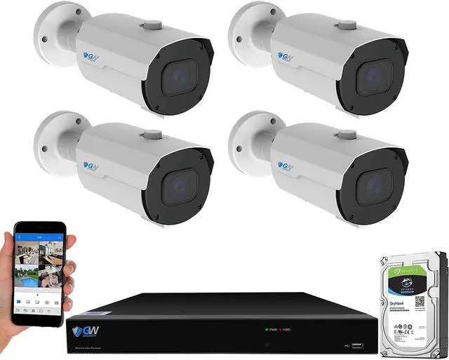 Main image of Gadpiparty GW Security 8 Channel NVR 4K 8MP PoE 2.8-12mm Varifocal Zoom Face Recognition/Human/Car Detection Security Camera System with 4 x 4K 8MP IP Microphone H.265+ Outdoor Smart AI Bullet Cameras