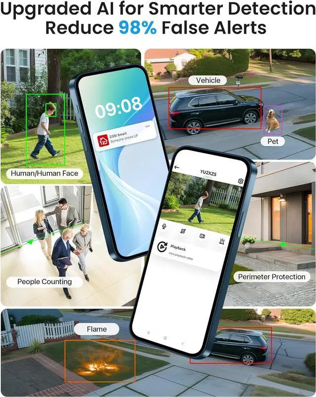 Alt view image 3 of 7 - Gadpiparty ZOSI 3K 5MP Wi-Fi 6 Security Camera System Wireless,8pcs WiFi Pan Tilt Cameras,Person Vehicle Detection,Motion Track,Color Night Vision