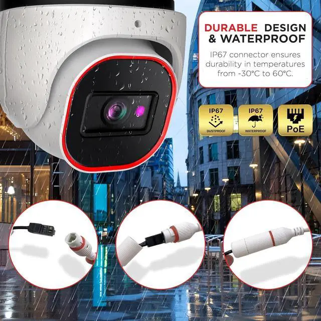 Alt view image 5 of 7 - Gadpiparty Surveillance Camera System with AI Object Recognition  4CH NVR, 4 x 4MP PoE CCTV Cameras, HDD-2TB, Dome/Turret, H.265, Audio, Hybrid LED, IP67 Waterproof, IR 20m