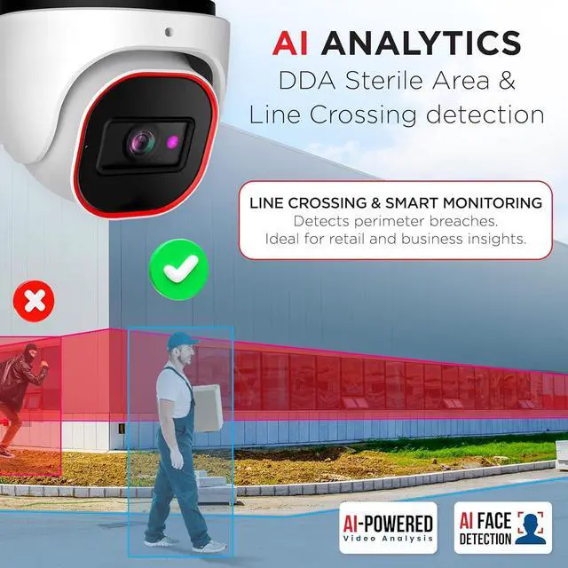 Alt view image 4 of 7 - Gadpiparty Surveillance Camera System with AI Object Recognition  4CH NVR, 4 x 4MP PoE CCTV Cameras, HDD-2TB, Dome/Turret, H.265, Audio, Hybrid LED, IP67 Waterproof, IR 20m