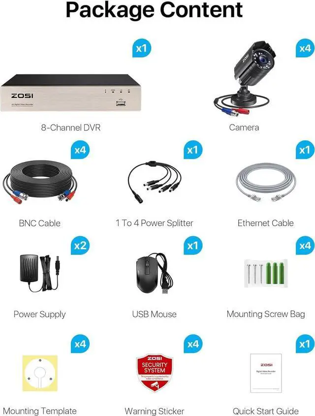 Alt view image 2 of 7 - Gadpiparty ZOSI 8CH 1080P Wired Security Camera System Outdoor with 1TB Hard Drive H.265+ 8CH 5MP Lite HD-TVI Video DVR Recorder with 4X HD 1920TVL 1080P CCTV Cameras,Motion Alert,Remote Access