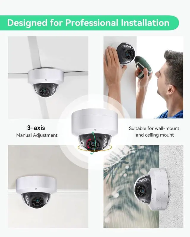 Alt view image 5 of 7 - Gadpiparty LINOVISION Commercial Security Camera System with 8 Channel 4K Hik Connect NVR, (4) 6MP Outdoor PoE Dome Cameras with Mic for One Way Audio, 2TB HDD, Guarding Vision App, Surveillance for