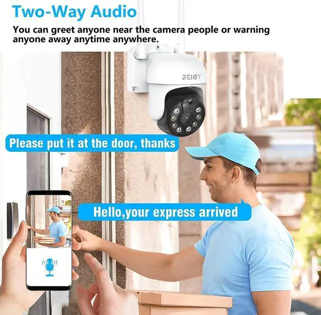 Alt view image 6 of 7 - Gadpiparty REIGY 5MP WiFi Security Camera System with 2TB Hard Drive Preinstalled, 4K Outdoor Home Surveillance Set 10CH NVR + 4X 1920P IP PT Cam, 2-Way Audio Color Night Vision Motion Detection