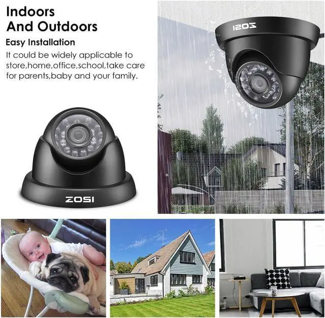 Alt view image 4 of 7 - Gadpiparty ZOSI 4 Pack 720P HD TVI Security Camera for Surveillance CCTV DVR System with 65ft Night Vision Outdoor Indoor Home Security Cameras Kits
