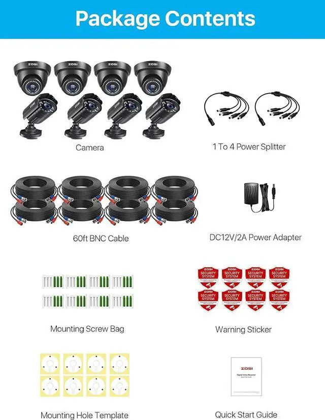 Alt view image 2 of 7 - Gadpiparty ZOSI 8PK 1920TVL 1080P Security Camera 3.6mm Lens 24 IR-LEDs 2.0MP CCTV Camera 80ft Night Vision Home Security Day/Night Waterproof Camera for 720P/1080N/1080P/5MP/4K Analog DVR Systems