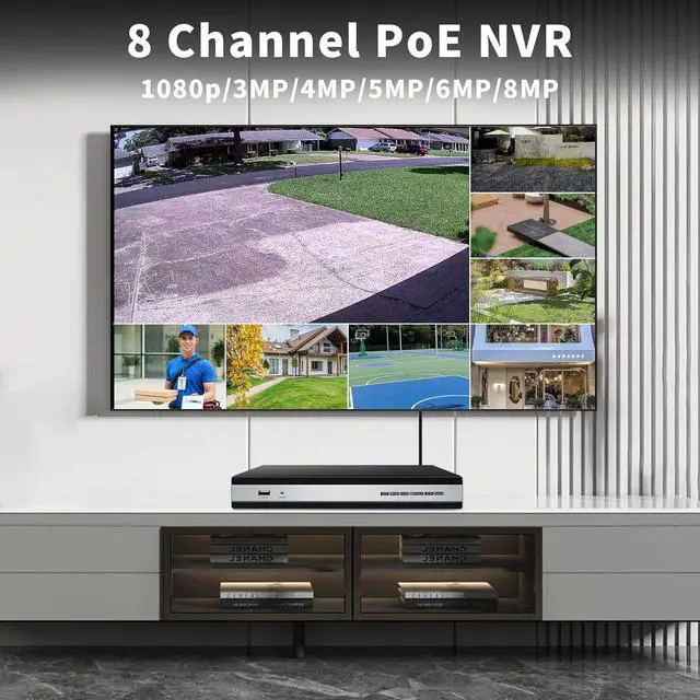 Alt view image 5 of 6 - Gadpiparty 4K 8CH PoE NVR(1080p/3MP/4MP/5MP/6MP/8MP) PoE Network Video Recorder-Supports up to 8×8MP @25fps Home Security Camera System Pre-Installed 2TB (Up to 6TB) Hard Drive