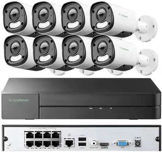 Main image of Gadpiparty GA-YUFD-M8SS-K8 4K 8MP POE Security Camera System, Smart NVR with Human & Vehicle Detection, Dual Light Alarm, Color Night Vision (8)