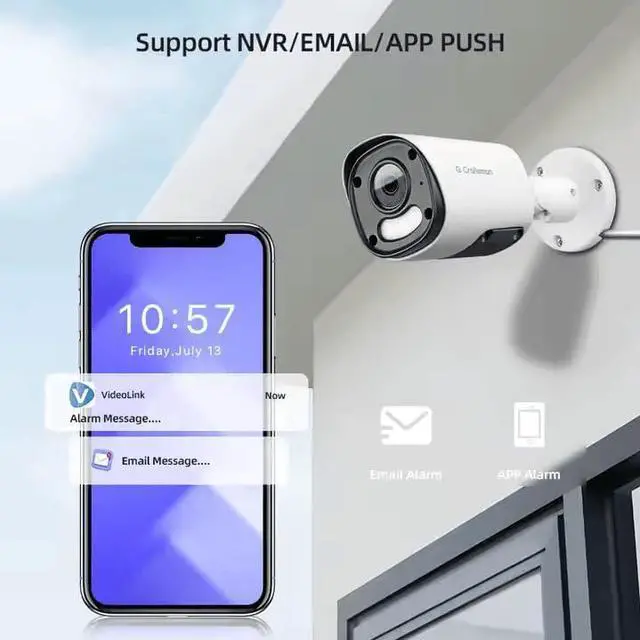 Alt view image 7 of 7 - Gadpiparty GA-YUFD-M8SS-K8 4K 8MP POE Security Camera System, Smart NVR with Human & Vehicle Detection, Dual Light Alarm, Color Night Vision (8)