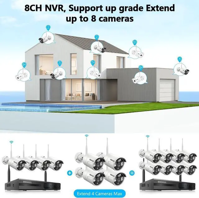Alt view image 3 of 7 - Gadpiparty HD 1080P Wireless Security Camera System Surveillance NVR Kits Outdoor WiFi Security Cameras Wireless Camera System