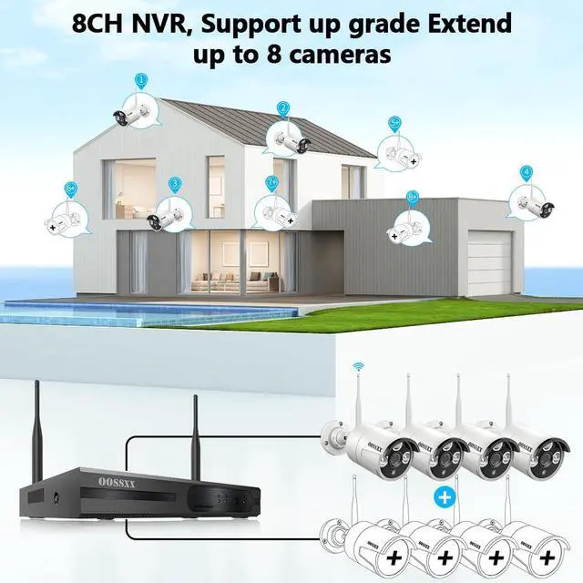 Alt view image 6 of 7 - Gadpiparty HD 1080P Wireless Security Camera System Surveillance NVR Kits Outdoor WiFi Security Cameras Wireless Camera System
