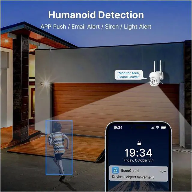 Alt view image 4 of 7 - Gadpiparty 5MP WiFi CCTV PTZ Camera Security System Kit, 10CH NVR AI Motion Tracking Color Night Vision IP Camera Surveillance System(None,10CH NVR 2 Cameras_A/U)
