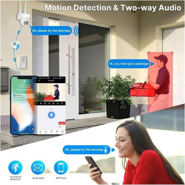 Alt view image 5 of 7 - Gadpiparty 5MP WiFi CCTV PTZ Camera Security System Kit, 10CH NVR AI Motion Tracking Color Night Vision IP Camera Surveillance System(None,10CH NVR 2 Cameras_A/U)