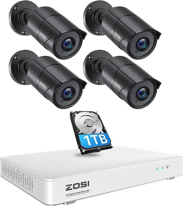 Main image of Gadpiparty ZOSI H.265+ 8CH Security Cameras System, 5MP Lite 8 Channel Security DVR Recorder with 1TB Hard Drive and 4 x 1080P 1080p Home Security Cameras, for Outdoor Indoor 24/7 Surveillance